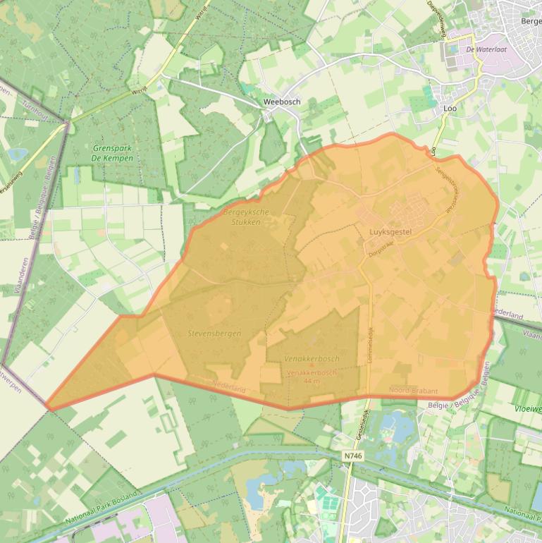 Kaart van postcodegebied 5575.