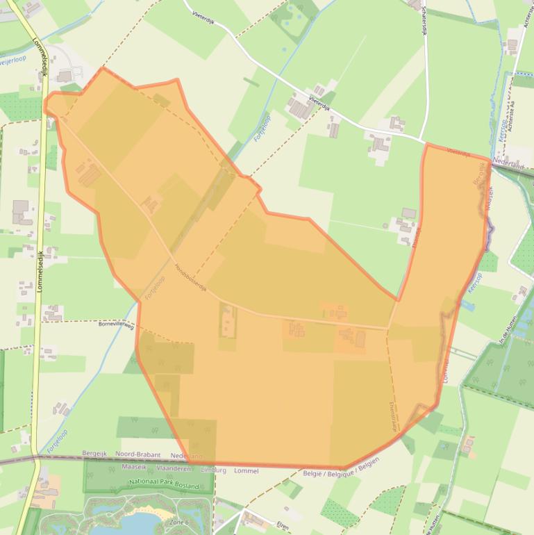Kaart van postcodegebied 5575XE.