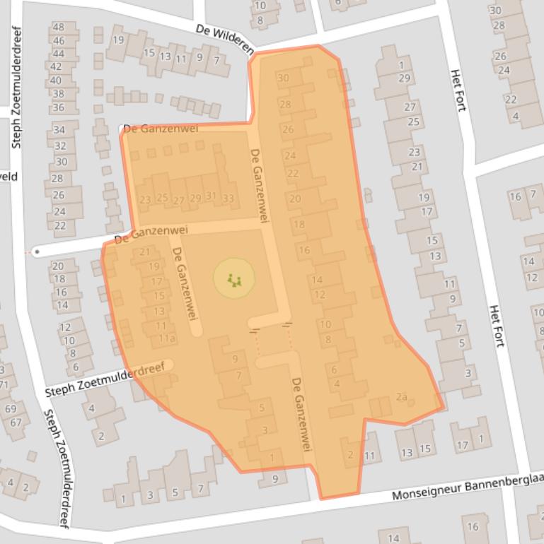 Kaart van postcodegebied 5581AA.