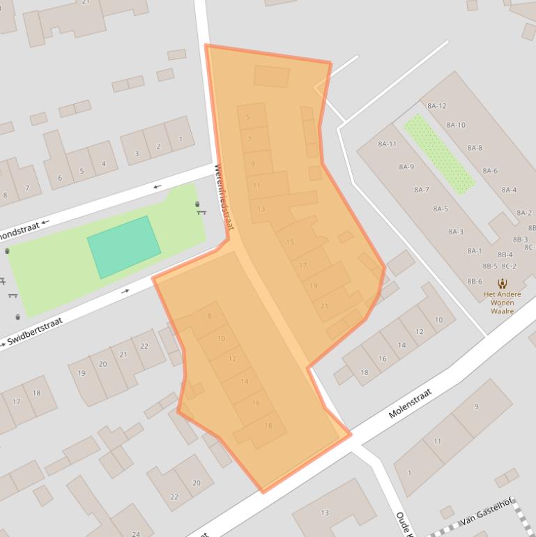 Kaart van postcodegebied 5581BB.