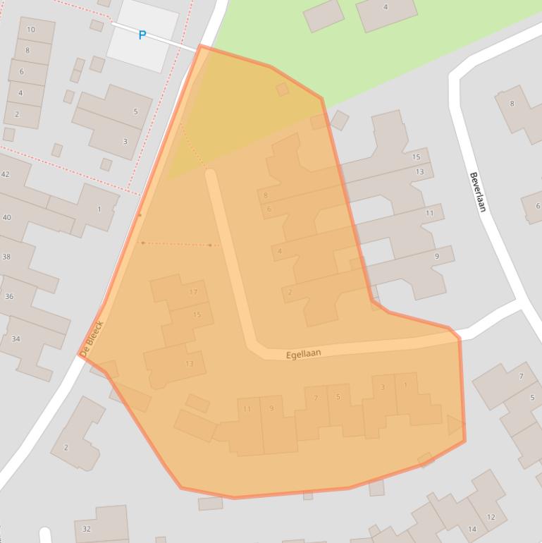 Kaart van postcodegebied 5581EG.