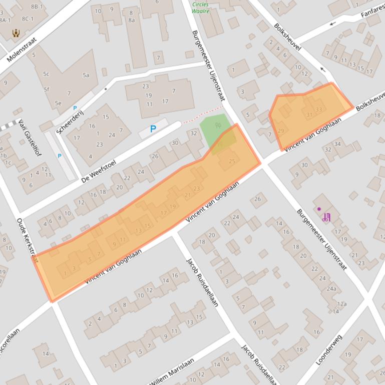 Kaart van postcodegebied 5581JL.