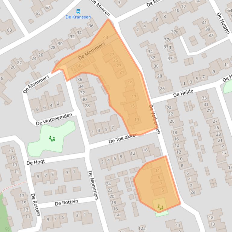 Kaart van postcodegebied 5581TX.