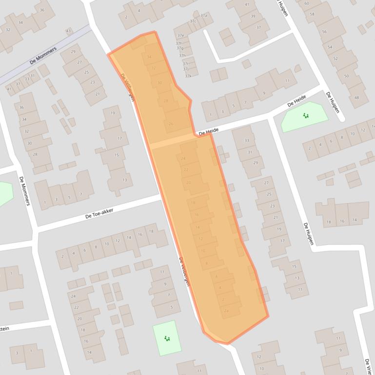 Kaart van postcodegebied 5581TZ.
