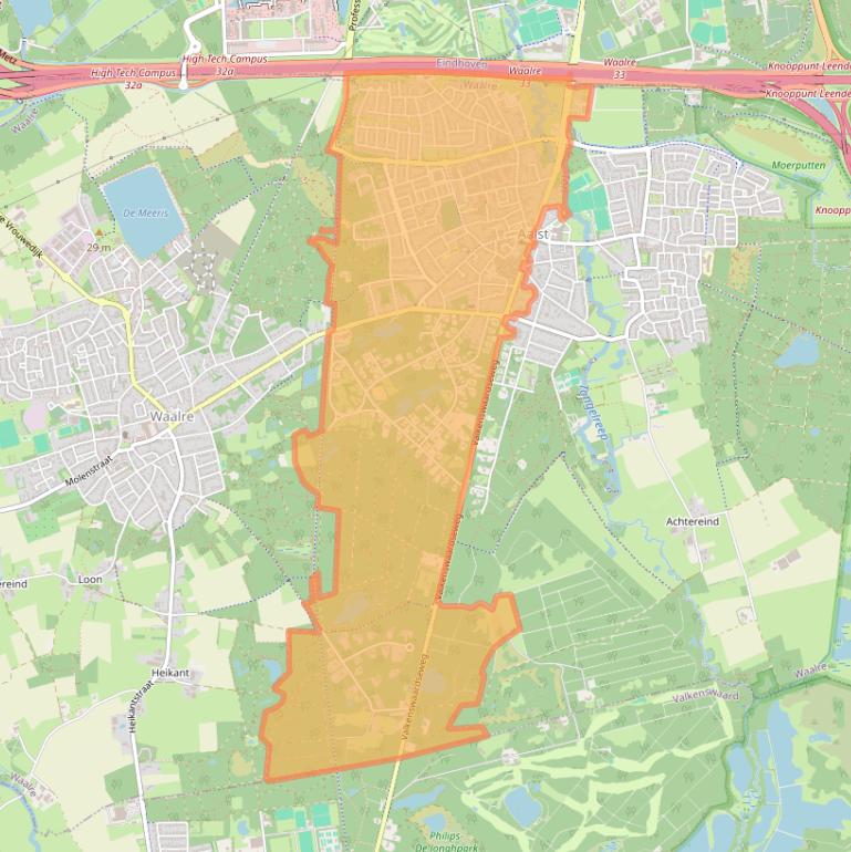 Kaart van postcodegebied 5582.