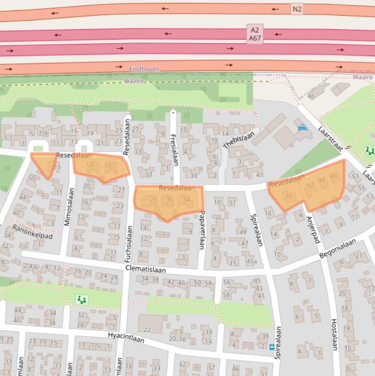 Kaart van postcodegebied 5582AB.