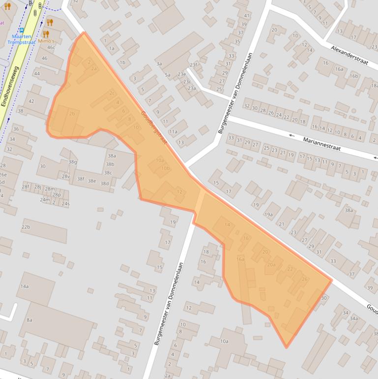 Kaart van postcodegebied 5583BC.