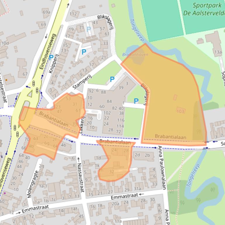 Kaart van postcodegebied 5583BP.