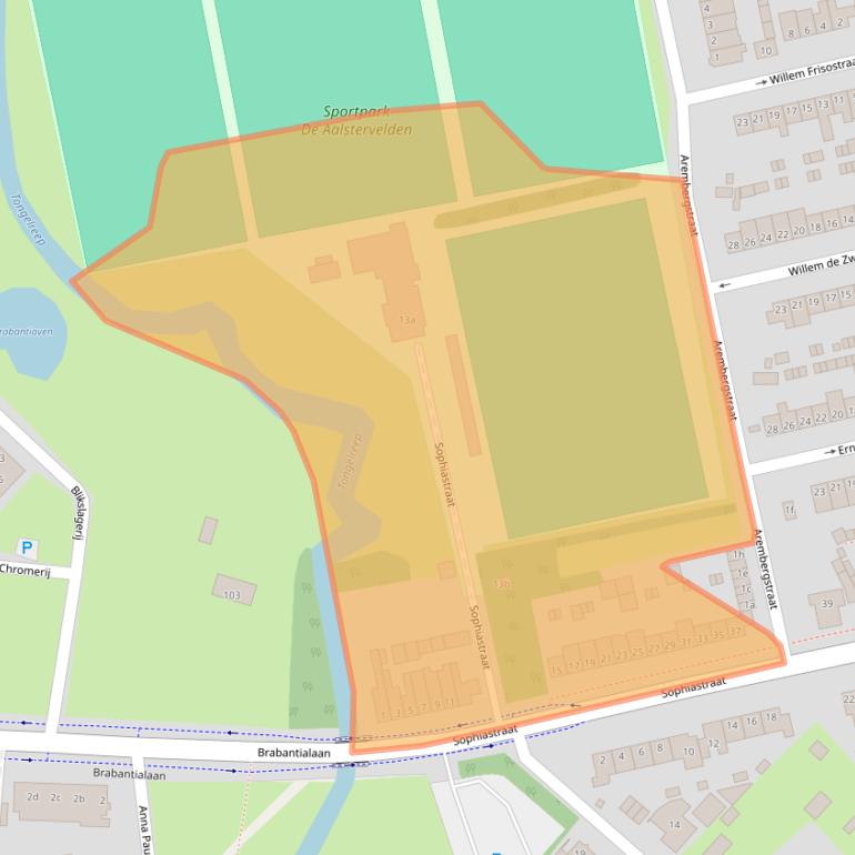 Kaart van postcodegebied 5583CA.