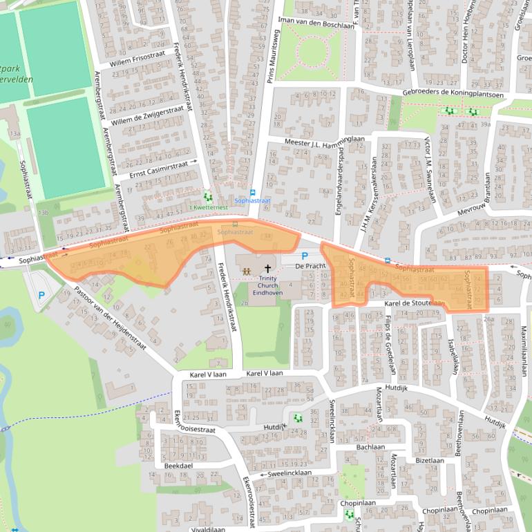 Kaart van postcodegebied 5583CC.
