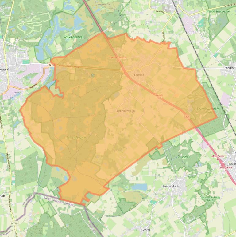 Kaart van postcodegebied 5595.