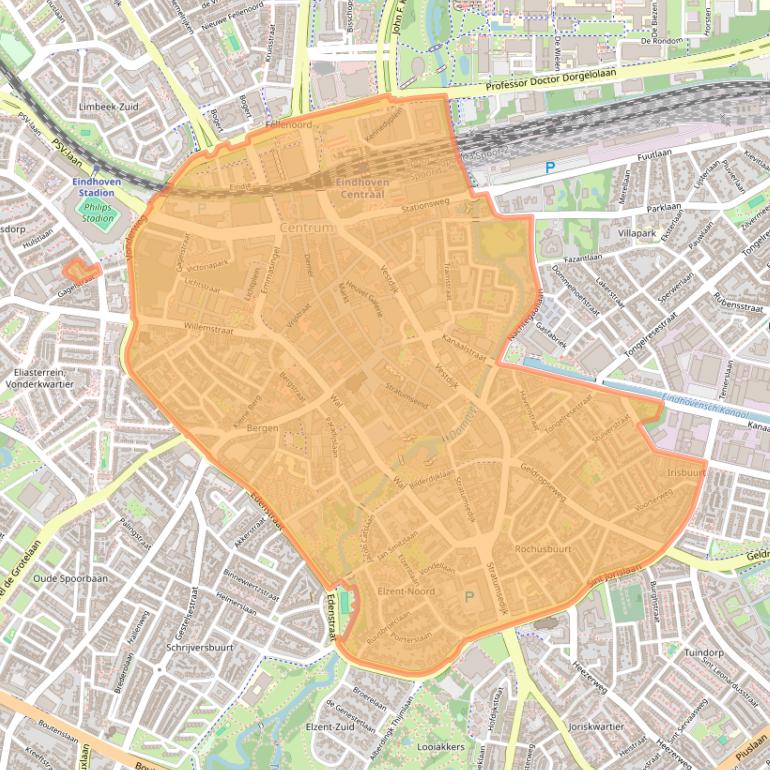 Kaartafbeelding, ingezoomd op postcodegebied 5611.