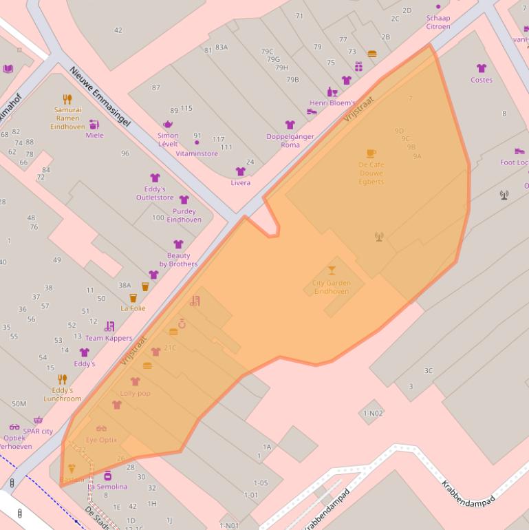 Kaart van postcodegebied 5611AT.