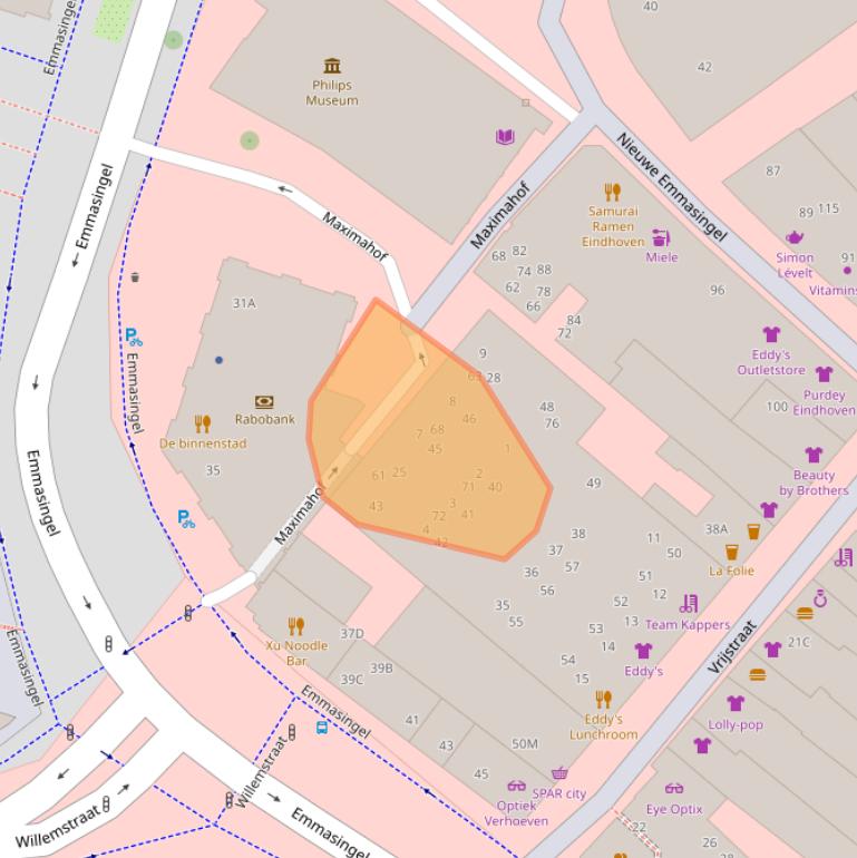 Kaart van postcodegebied 5611AX.