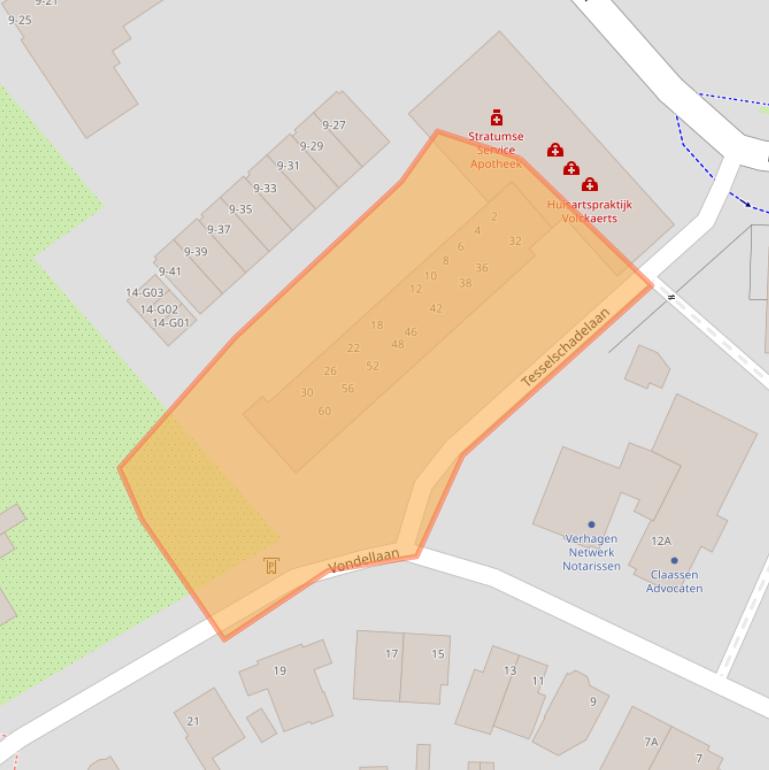 Kaart van postcodegebied 5611LZ.