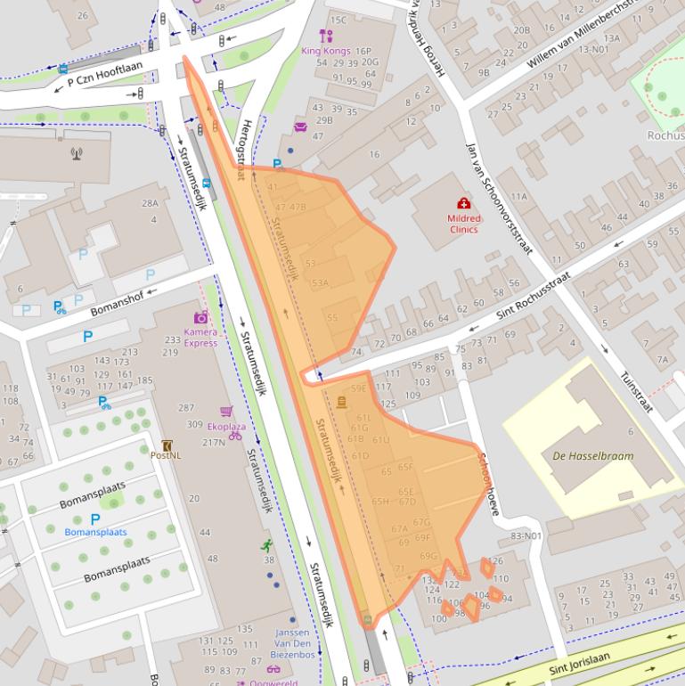 Kaart van postcodegebied 5611NC.