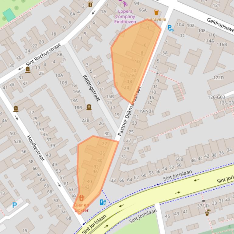 Kaart van postcodegebied 5611RB.