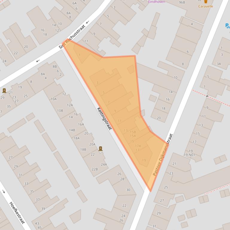 Kaart van postcodegebied 5611RC.