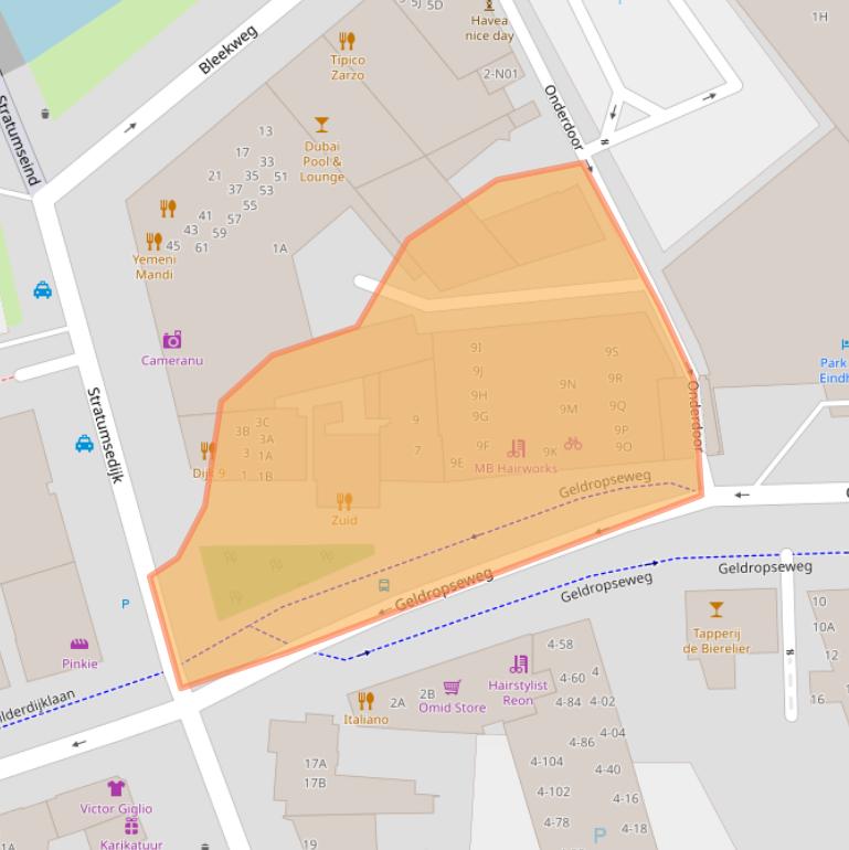 Kaart van postcodegebied 5611SB.