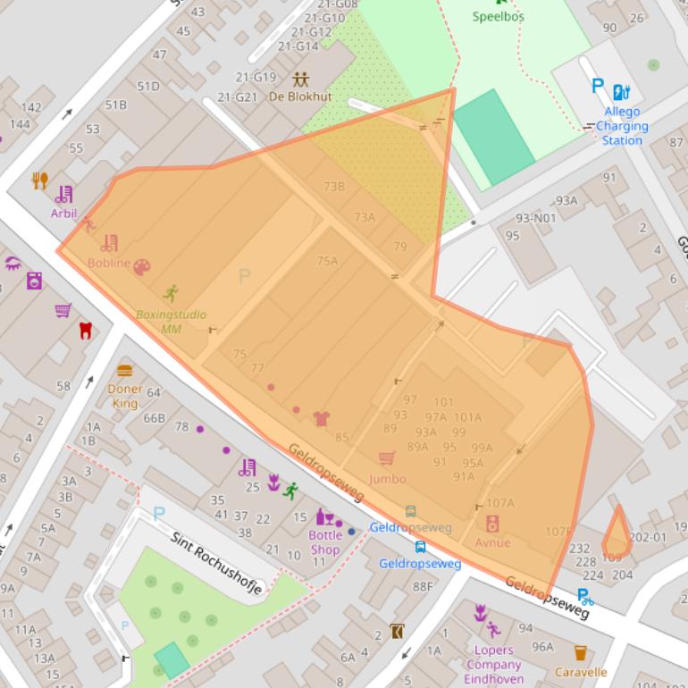 Kaart van postcodegebied 5611SE.