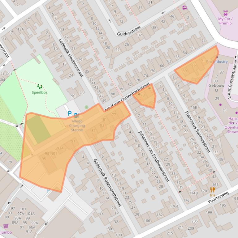 Kaart van postcodegebied 5611TG.