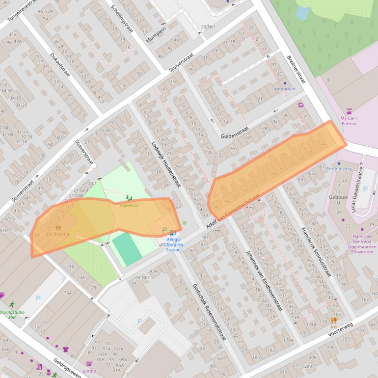 Kaart van postcodegebied 5611TH.