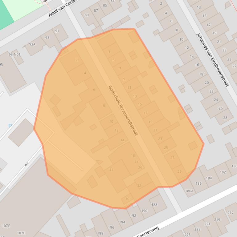 Kaart van postcodegebied 5611TJ.