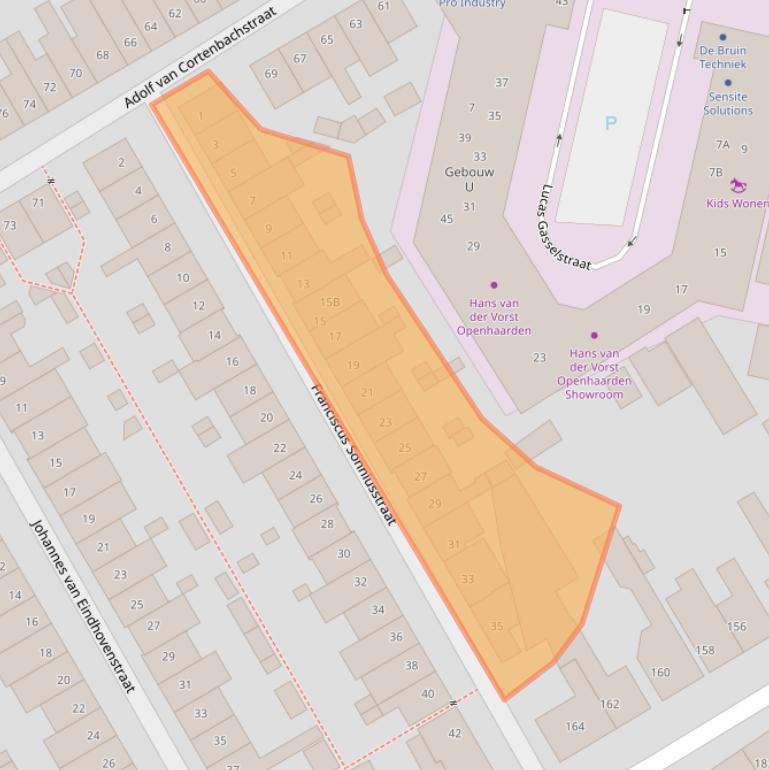 Kaart van postcodegebied 5611TM.