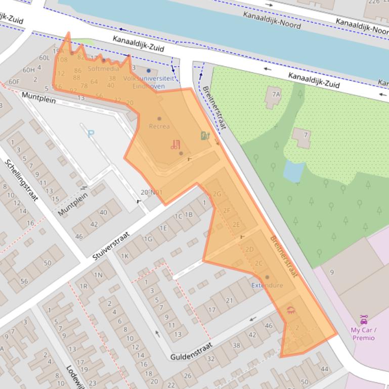 Kaart van postcodegebied 5611TV.