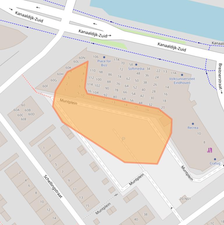 Kaart van postcodegebied 5611TZ.