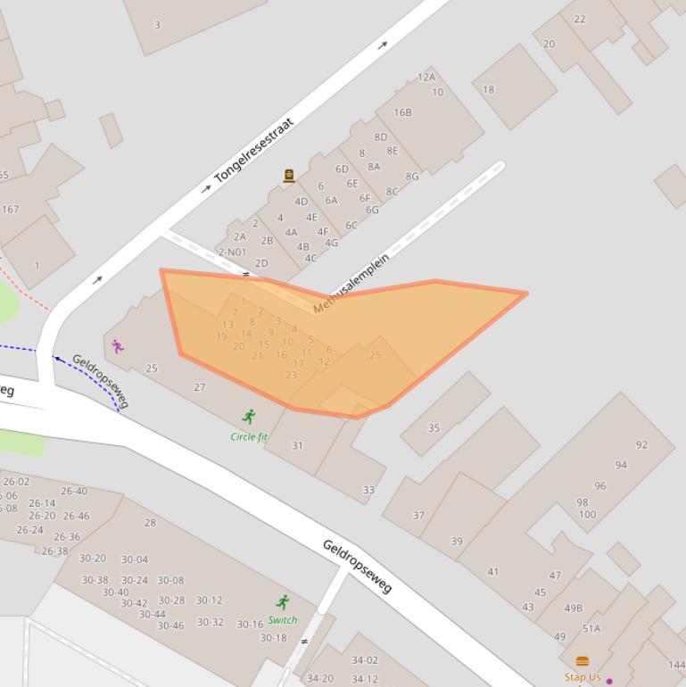 Kaart van postcodegebied 5611VZ.