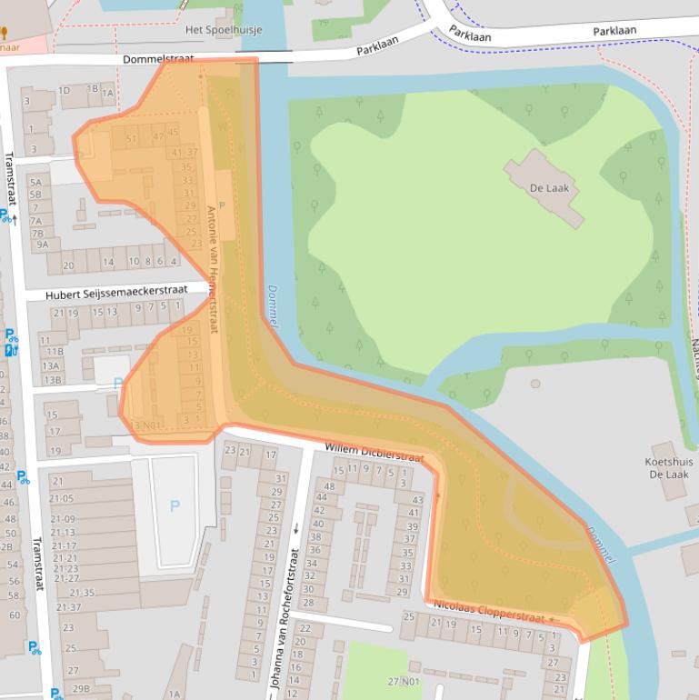 Kaart van postcodegebied 5611WJ.