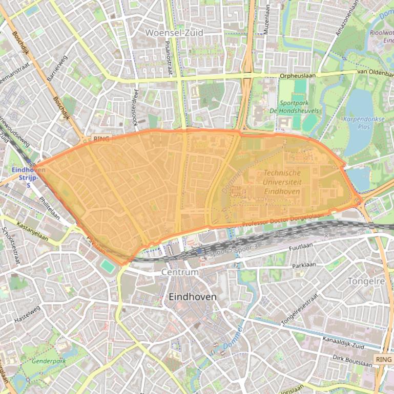 Kaart van postcodegebied 5612.