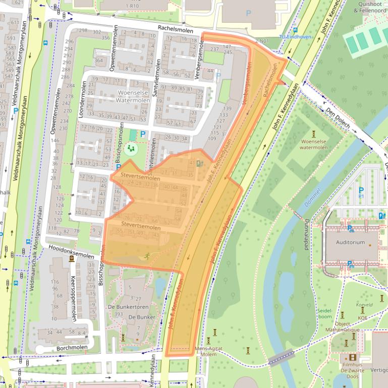 Kaart van postcodegebied 5612DV.