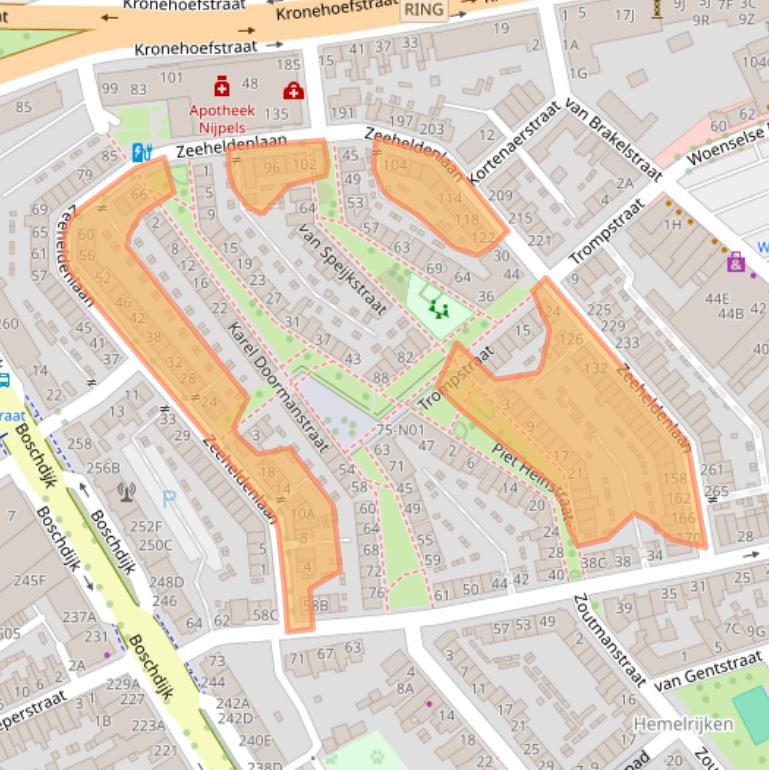 Kaart van postcodegebied 5612GA.