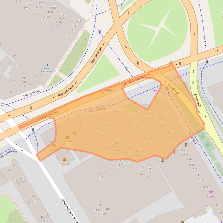 Kaart van postcodegebied 5612HM.