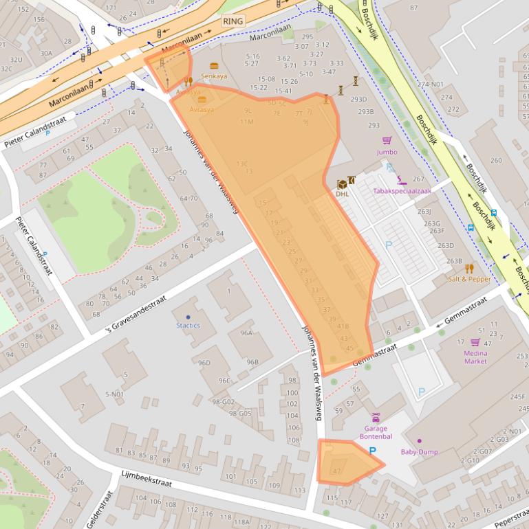 Kaart van postcodegebied 5612JA.