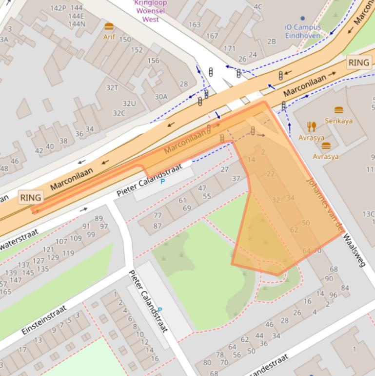 Kaart van postcodegebied 5612JC.