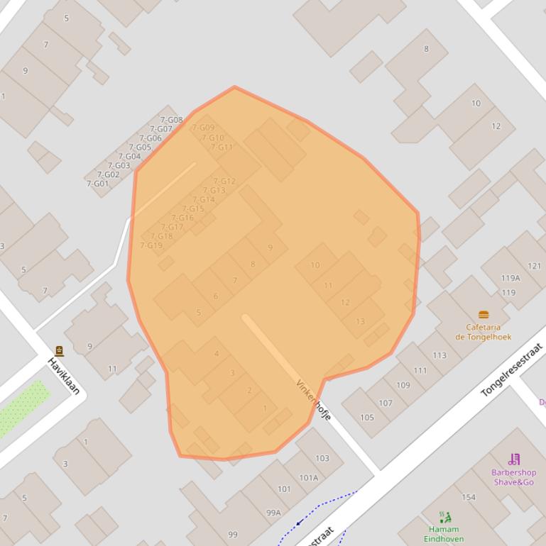 Kaart van postcodegebied 5613CN.