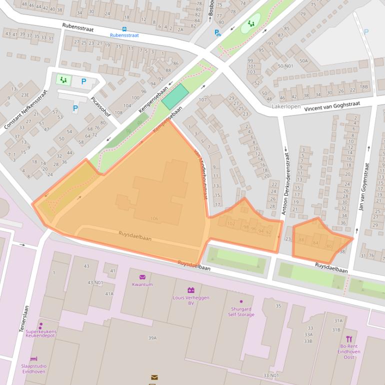 Kaart van postcodegebied 5613DL.