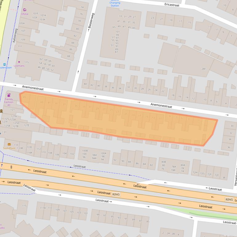 Kaart van postcodegebied 5615AL.