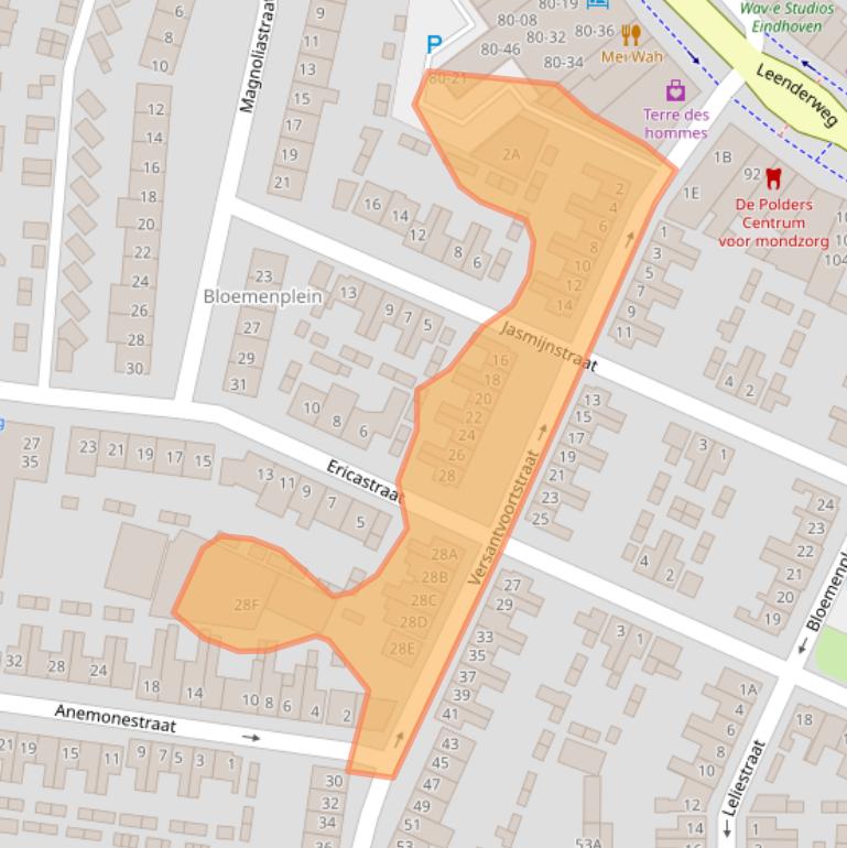 Kaart van postcodegebied 5615AR.