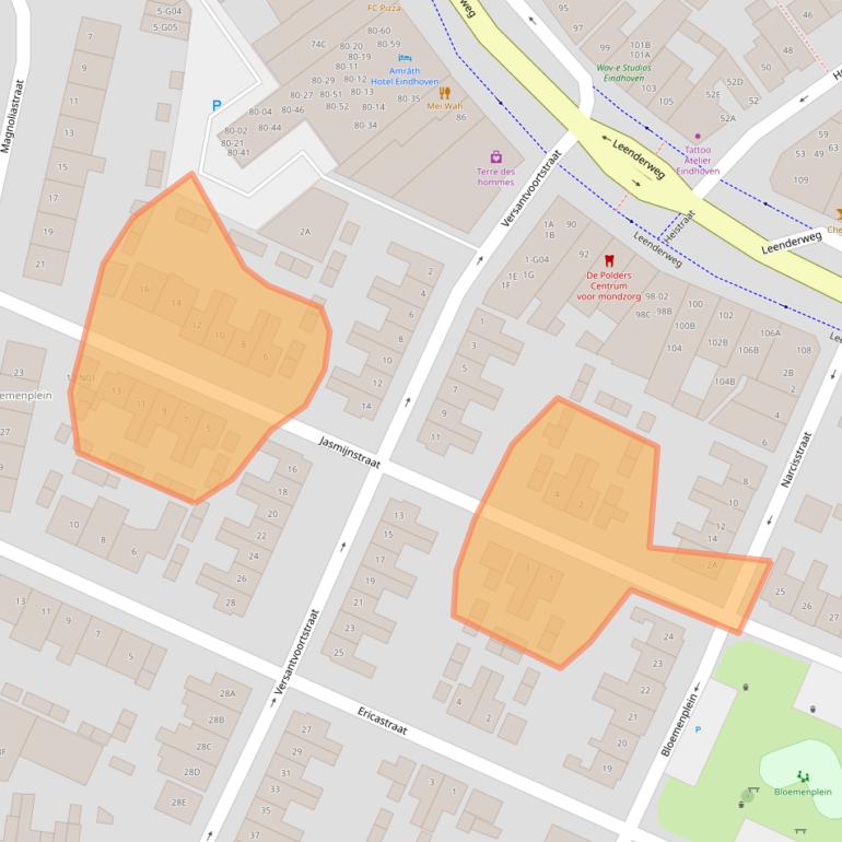 Kaart van postcodegebied 5615BE.