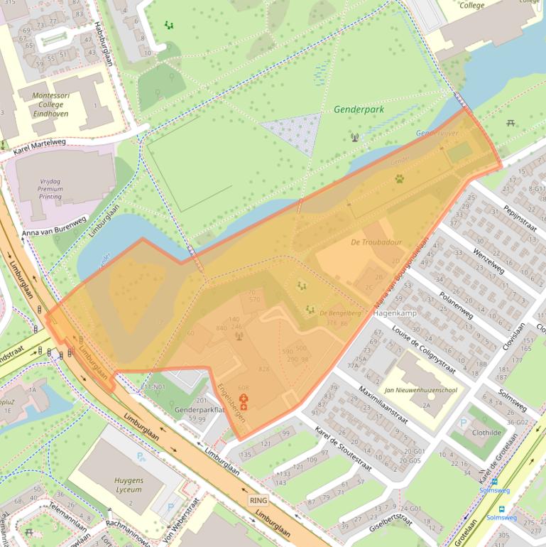 Kaart van postcodegebied 5616EE.