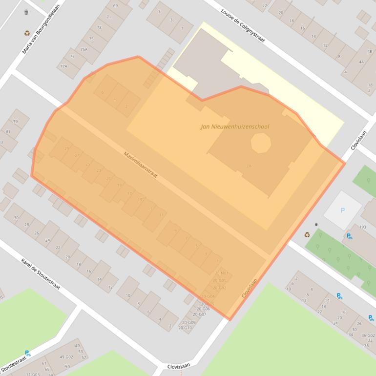 Kaart van postcodegebied 5616EP.