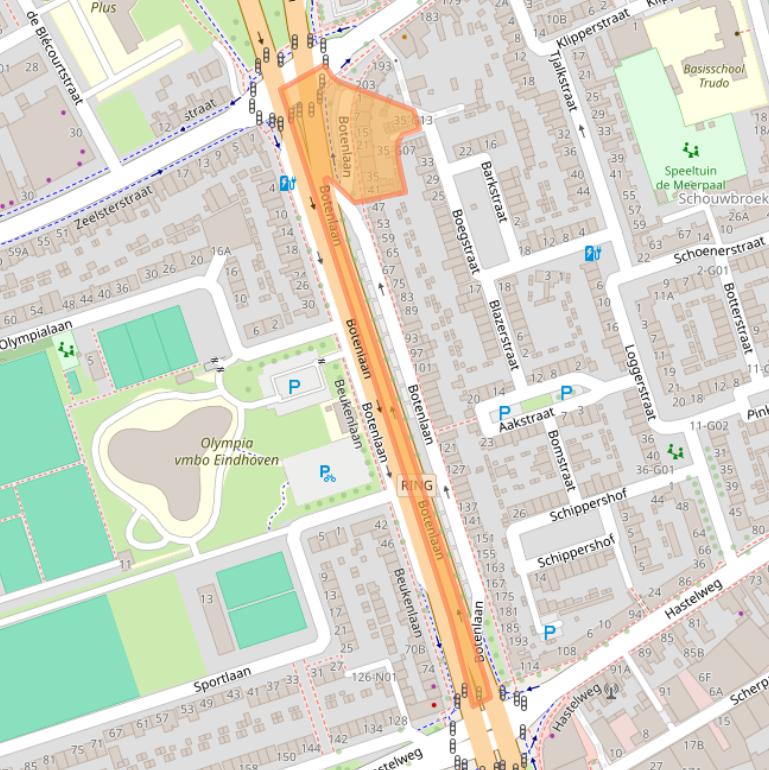 Kaart van postcodegebied 5616JE.