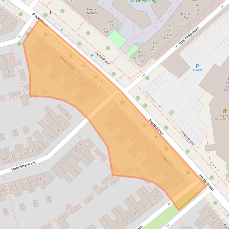 Kaart van postcodegebied 5616NC.