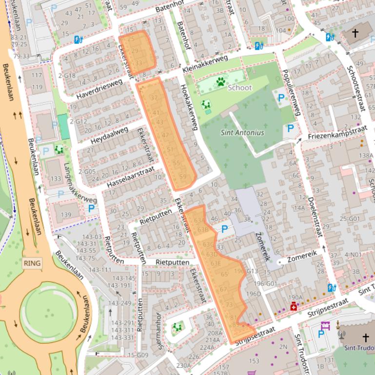 Kaart van postcodegebied 5616SN.