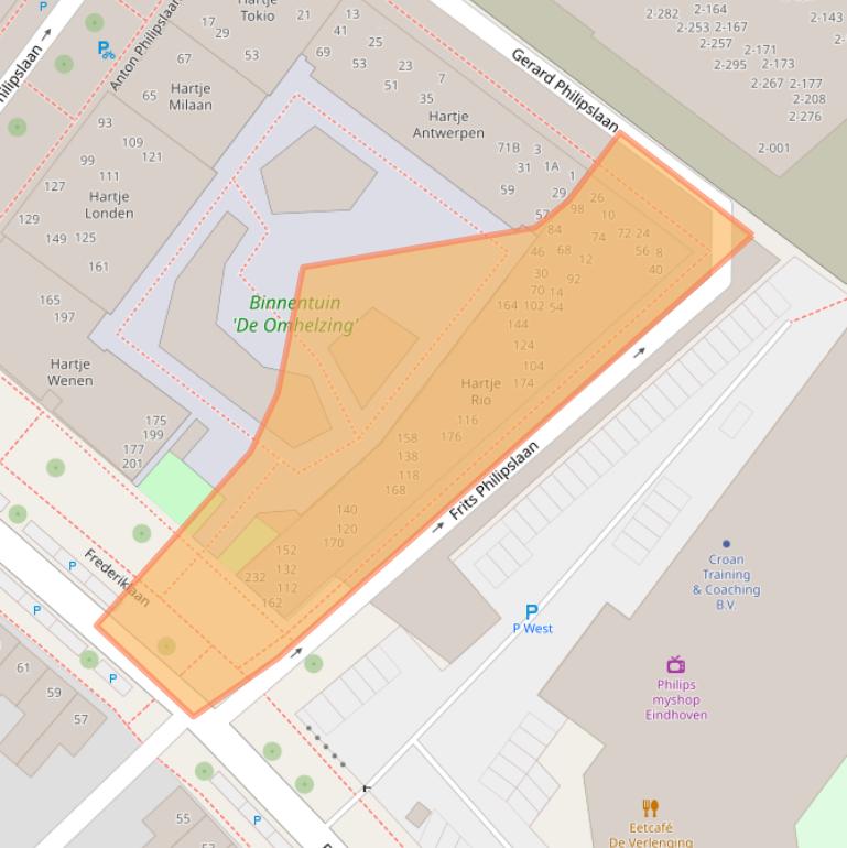 Kaart van postcodegebied 5616TZ.