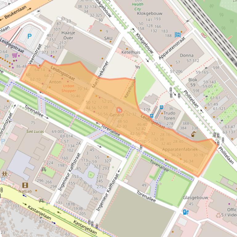 Kaart van postcodegebied 5617BD.